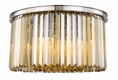 Elegant Sydney 8-LT Polished Nickel Flush Mount Golden Teak Royal Cut Crystal - 1238F26PN-GT/RC Elegant Sydney 8-LT Polished Nickel Flush Mount Golden Teak Royal Cut Crystal - 1238F26PN-GT/RC
