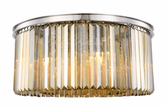 Elegant Sydney 8-LT Polished Nickel Flush Mount Golden Teak Royal Cut Crystal - 1238F31PN-GT/RC