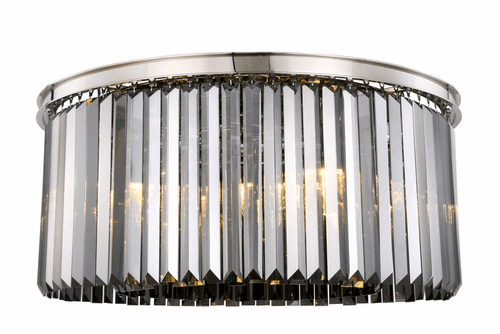 Elegant Sydney 8-LT Polished Nickel Flush Mount Silver Shade Royal Cut Crystal - 1238F31PN-SS/RC
