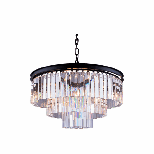 Elegant Sydney 9-LT Matte Black Chandelier Clear Royal Cut Crystal - 1201D26MB/RC