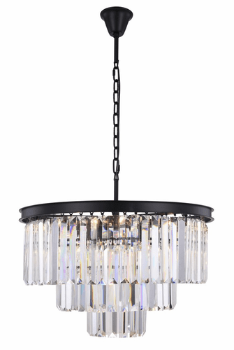 Elegant Sydney 9-LT Matte Black Chandelier Clear Royal Cut Crystal - 1231D26MB/RC