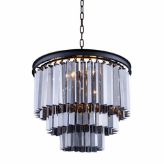 Elegant Sydney 9-LT Matte Black Chandelier Silver Shade (Grey) Royal Cut Crystal - 1201D20MB-SS/RC Elegant Sydney 9-LT Matte Black Chandelier Silver Shade (Grey) Royal Cut Crystal - 1201D20MB-SS/RC