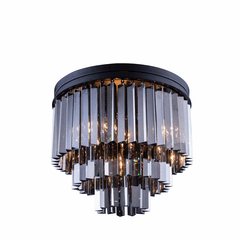 Elegant Sydney 9-LT Matte Black Flush Mount Silver Shade Royal Cut Crystal - 1201F20MB-SS/RC Elegant Sydney 9-LT Matte Black Flush Mount Silver Shade Royal Cut Crystal - 1201F20MB-SS/RC