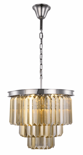 Elegant Sydney 9-LT Polished Nickel Chandelier Golden Teak Royal Cut Crystal - 1231D20PN-GT/RC