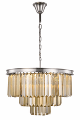 Elegant Sydney 9-LT Polished Nickel Chandelier Golden Teak Royal Cut Crystal - 1231D26PN-GT/RC Elegant Sydney 9-LT Polished Nickel Chandelier Golden Teak Royal Cut Crystal - 1231D26PN-GT/RC