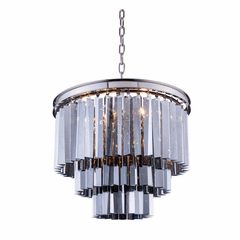 Elegant Sydney 9-LT Polished Nickel Chandelier Silver Shade Royal Cut Crystal - 1201D20PN-SS/RC Elegant Sydney 9-LT Polished Nickel Chandelier Silver Shade Royal Cut Crystal - 1201D20PN-SS/RC