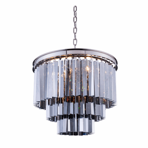 Elegant Sydney 9-LT Polished Nickel Chandelier Silver Shade Royal Cut Crystal - 1201D20PN-SS/RC