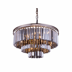 Elegant Sydney 9-LT Polished Nickel Chandelier Silver Shade Royal Cut Crystal - 1201D26PN-SS/RC Elegant Sydney 9-LT Polished Nickel Chandelier Silver Shade Royal Cut Crystal - 1201D26PN-SS/RC