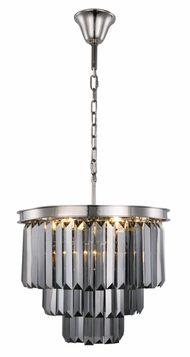 Elegant Sydney 9-LT Polished Nickel Chandelier Silver Shade Royal Cut Crystal - 1231D20PN-SS/RC