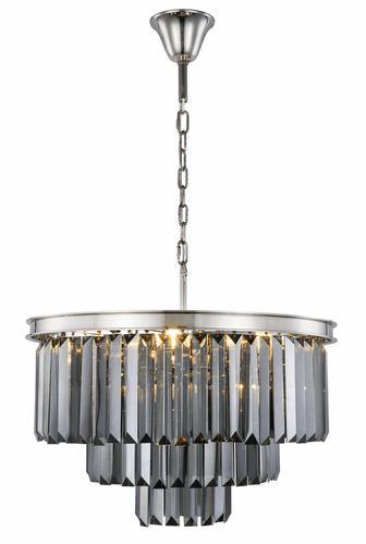 Elegant Sydney 9-LT Polished Nickel Chandelier Silver Shade Royal Cut Crystal - 1231D26PN-SS/RC