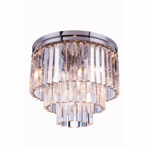 Elegant Sydney 9-LT Polished Nickel Flush Mount Clear Royal Cut Crystal - 1201F20PN/RC