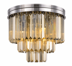 Elegant Sydney 9-LT Polished Nickel Flush Mount Golden Teak Royal Cut Crystal - 1231F20PN-GT/RC