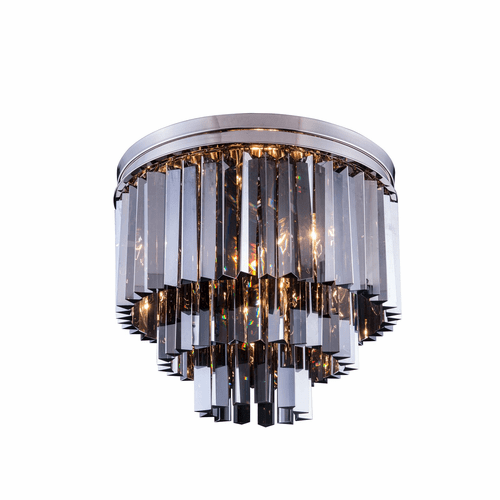 Elegant Sydney 9-LT Polished Nickel Flush Mount Silver Shade Royal Cut Crystal - 1201F20PN-SS/RC