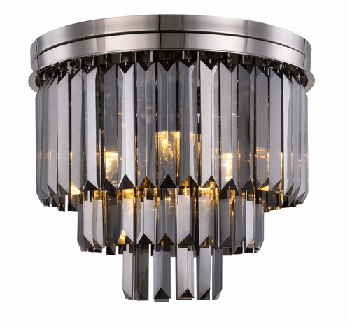 Elegant Sydney 9-LT Polished Nickel Flush Mount Silver Shade Royal Cut Crystal - 1231F20PN-SS/RC