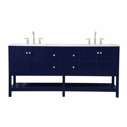 Elegant Theo 72" Double Bathroom Vanity - Blue - VF16472DBL