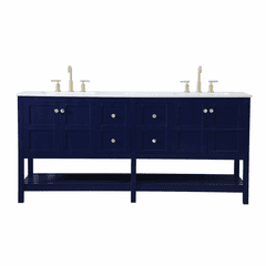 Elegant Theo 72" Double Bathroom Vanity - Blue - VF16472DBL