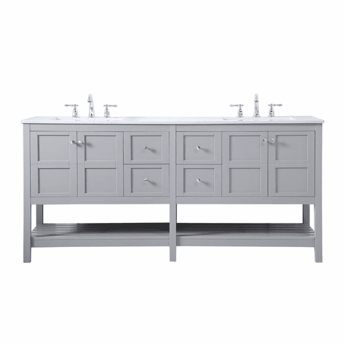 Elegant Theo 72" Double Bathroom Vanity - Gray - VF16472DGR