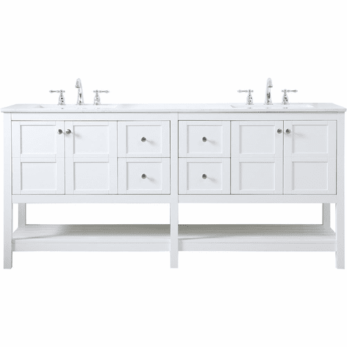 Elegant Theo 72" Double Bathroom Vanity - White - VF16472DWH