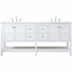 Elegant Theo 72" Double Bathroom Vanity - White - VF16472DWH