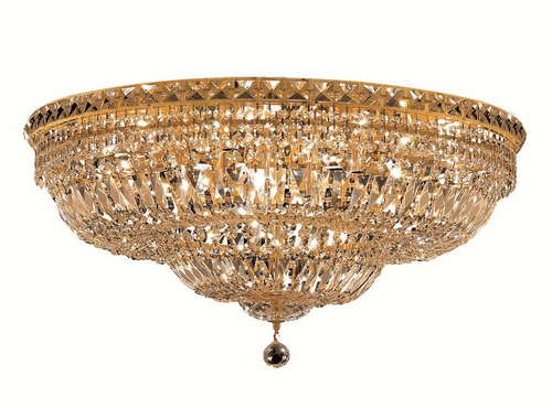Elegant Tranquil 18-LT Gold Flush Mount Clear Royal Cut Crystal - V2528F30G/RC