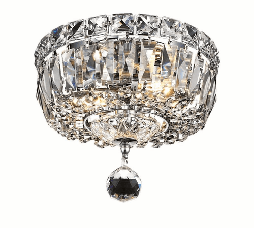 Elegant Tranquil 2-LT Chrome Flush Mount Clear Royal Cut Crystal - V2528F8C/RC