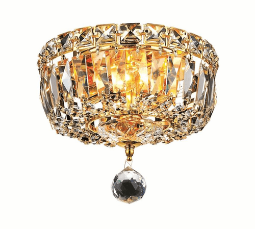 Elegant Tranquil 2-LT Gold Flush Mount Clear Royal Cut Crystal - V2528F8G/RC