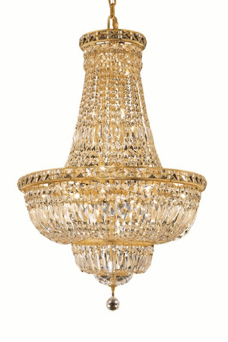 Elegant Tranquil 22-LT Gold Chandelier Clear Royal Cut Crystal - V2528D22G/RC