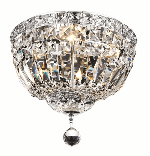 Elegant Tranquil 4-LT Chrome Flush Mount Clear Royal Cut Crystal - V2528F12C/RC