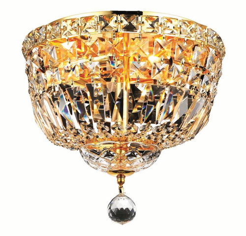 Elegant Tranquil 4-LT Gold Flush Mount Clear Royal Cut Crystal - V2528F12G/RC
