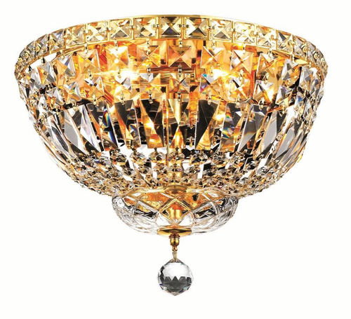 Elegant Tranquil 4-LT Gold Flush Mount Clear Royal Cut Crystal - V2528F14G/RC