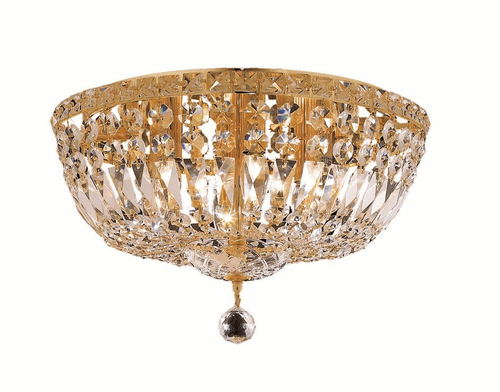 Elegant Tranquil 6-LT Gold Flush Mount Clear Royal Cut Crystal - V2528F16G/RC