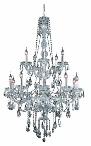 Elegant Verona 15-LT Chrome Chandelier Golden Teak (Smoky) Royal Cut Crystal - 7915G33C-GT/RC
