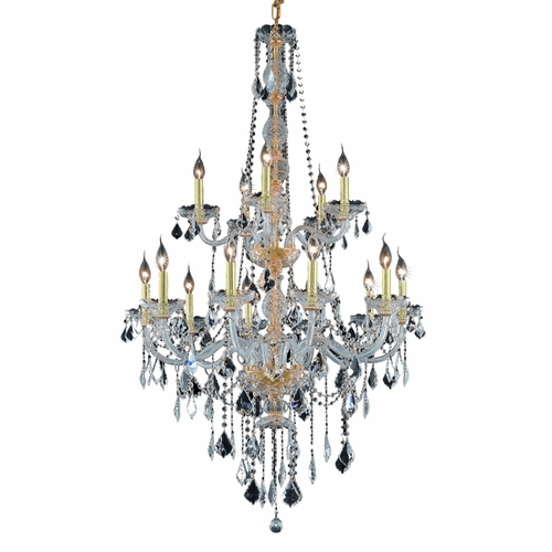 Elegant Verona 15-LT Gold Chandelier Clear Royal Cut Crystal - V7815G33G/RC