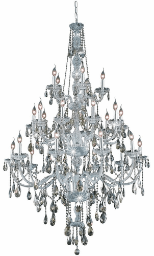 Elegant Verona 25-LT Chrome Chandelier Golden Teak (Smoky) Royal Cut Crystal - 7925G43C-GT/RC
