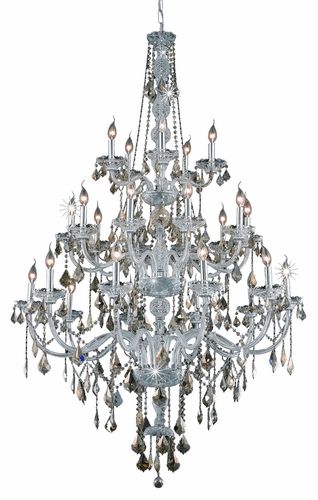 Elegant Verona 25-LT Chrome Chandelier Golden Teak (Smoky) Royal Cut Crystal - V7825G43C-GT/RC
