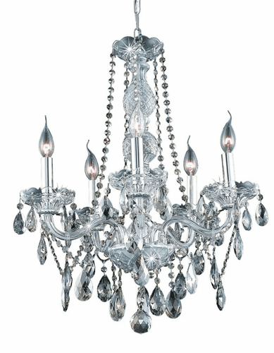 Elegant Verona 5-LT Chrome Chandelier Golden Teak (Smoky) Royal Cut Crystal - 7955D21C-GT/RC