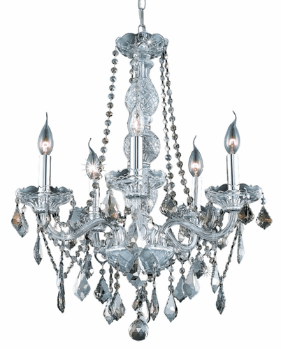 Elegant Verona 5-LT Chrome Chandelier Golden Teak (Smoky) Royal Cut Crystal - V7855D21C-GT/RC