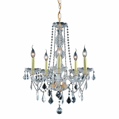 Elegant Verona 5-LT Gold Chandelier Clear Royal Cut Crystal - V7855D21G/RC