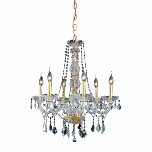 Elegant Verona 6-LT Gold Chandelier Clear Royal Cut Crystal - V7856D24G/RC