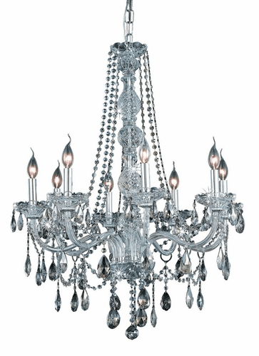 Elegant Verona 8-LT Chrome Chandelier Golden Teak (Smoky) Royal Cut Crystal - 7958D28C-GT/RC