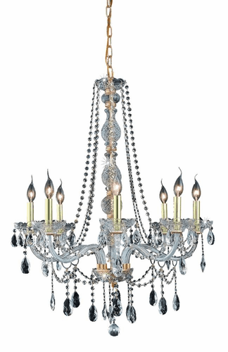 Elegant Verona 8-LT Gold Chandelier Clear Royal Cut Crystal - 7958D28G/RC