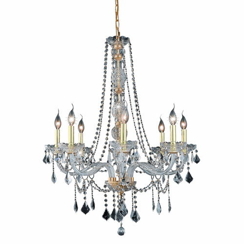 Elegant Verona 8-LT Gold Chandelier Clear Royal Cut Crystal - V7858D28G/RC