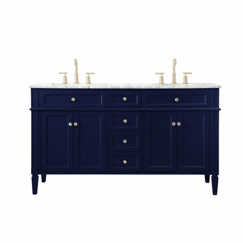 Elegant Williams 60" Double Bathroom Vanity - Blue - VF12560DBL