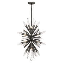 Elsa 12 LT Pendant w/ Clear And Faux Rock Crystal - Midnight Graphite - N1947-766