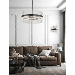 ET2 Chimes 34'' LED Pendant - Black / Satin Nickel - E34207-BKSN