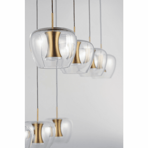 ET2 Newton 8-Light LED Pendant - Black / Gold - E24165-18BKGLD