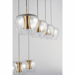 ET2 Newton 8-Light LED Pendant - Black / Gold - E24165-18BKGLD
