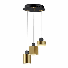 ET2 Nob LED 3-LT Pendant - Black / Gold - E20863-75BKGLD
