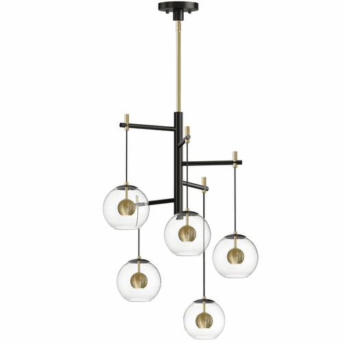 ET2 Nucleus 5-Light Pendant - Black / Natural Aged Brass - E25158-BKNAB
