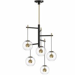 ET2 Nucleus 5-Light Pendant - Black / Natural Aged Brass - E25158-BKNAB ET2 Nucleus 5-Light Pendant - Black / Natural Aged Brass - E25158-BKNAB